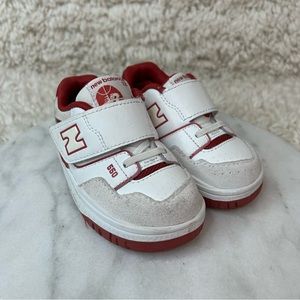 New Balance 550 Bungee Infant/Toddler Shoes White Red Sneakers Size 6